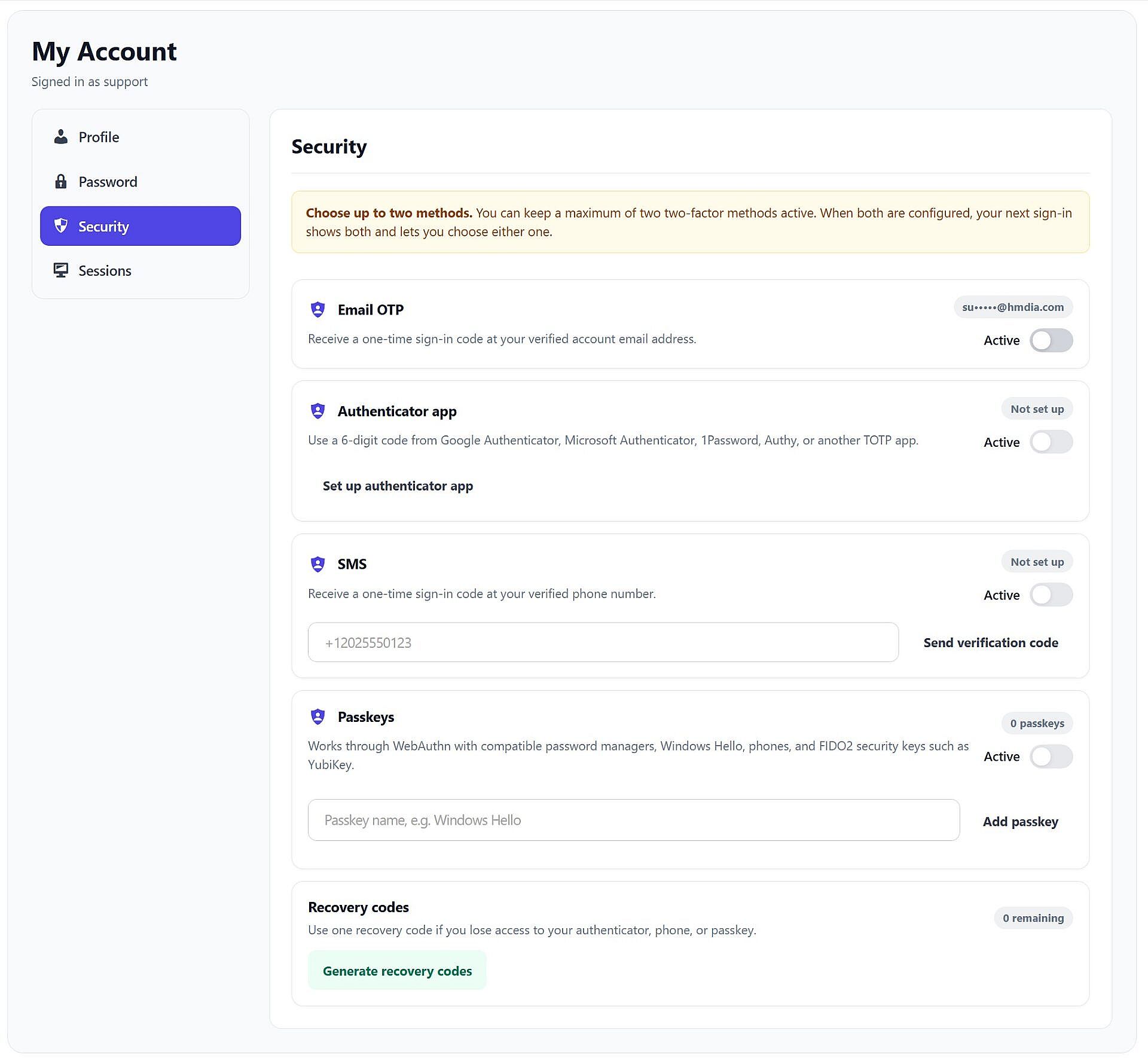 Account Page security