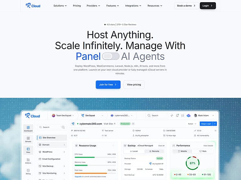 xCloud Hosting 2026 WordPress, Laravel, Node.js & AI