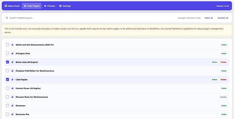 HMDIA Admin Menu plugins