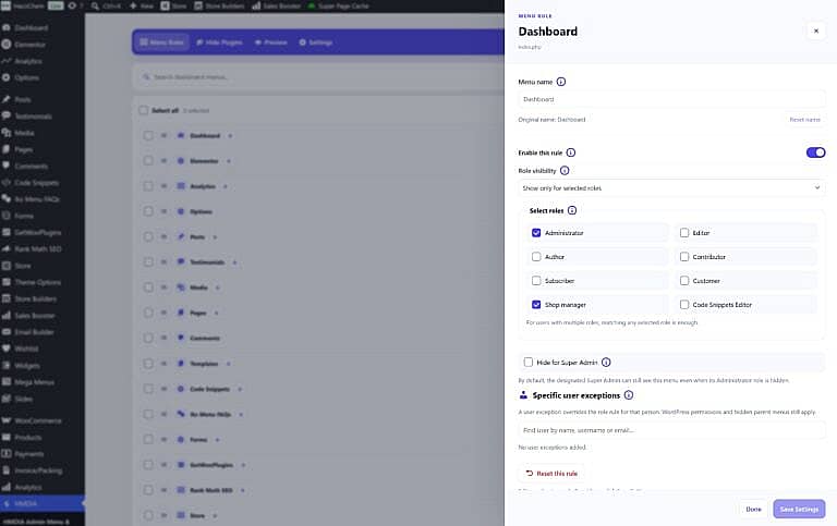HMDIA Admin Menu sidebar