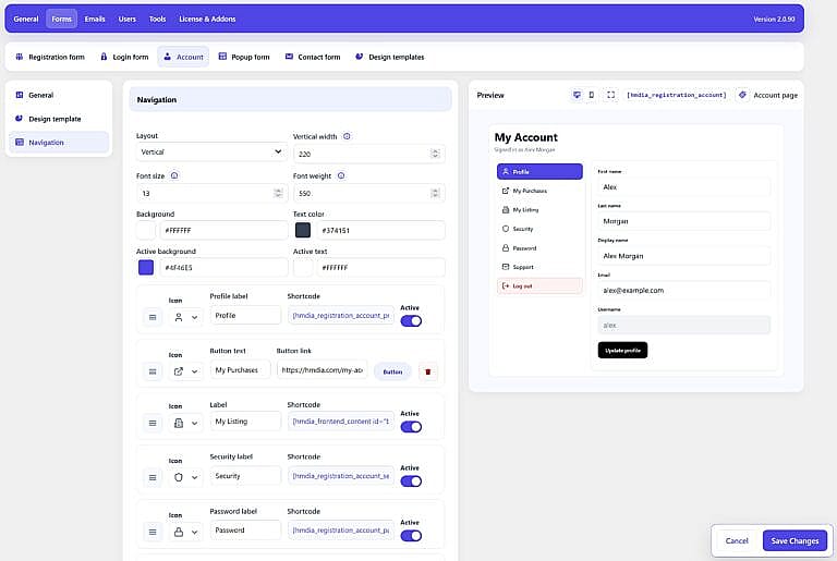 Navigation Account
