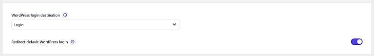 WordPress login destination